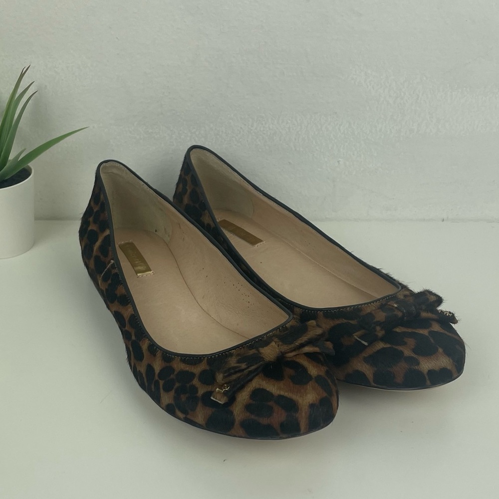 Louise et Cie Lo Erin Leopard Calf Hair Bow Ballet Flats Size 9B